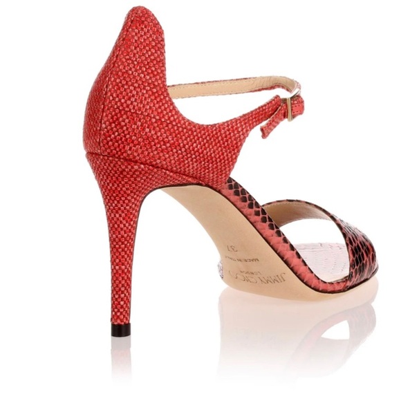 Jimmy Choo Moxy Coral 🪸 elaphe heeled sandal color: coral/pink 👡 SOLD OUT - Picture 3 of 7